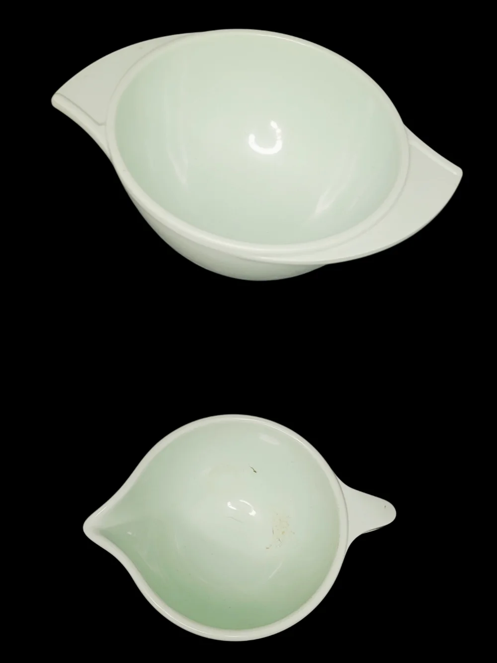 Vintage 1950s mint green Boontonware melamine creamer and sugar set No Lid